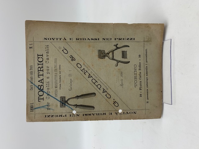 G. Caudano & C. Tosatrici per capelli e per cavalli. Anno I, n. 1, aprile 1896